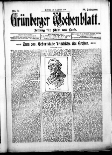 Grünberger Wochenblatt: Zeitung für Stadt und Land, No. 9. ( 23. Januar 1912 )