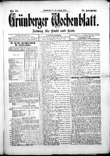 Grünberger Wochenblatt: Zeitung für Stadt und Land, No. 10. ( 25. Januar 1912 )