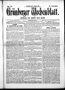 Grünberger Wochenblatt: Zeitung für Stadt und Land, No. 13. ( 1. Februar 1912 )