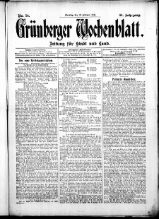 Grünberger Wochenblatt: Zeitung für Stadt und Land, No. 17. ( 1. Februar 1912 )