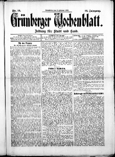 Grünberger Wochenblatt: Zeitung für Stadt und Land, No. 20. ( 17. Februar 1912 )