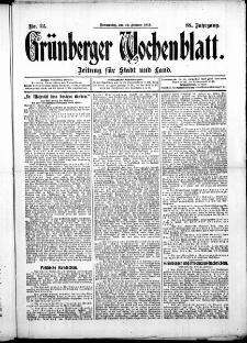 Grünberger Wochenblatt: Zeitung für Stadt und Land, No. 22. ( 22. Februar 1912 )