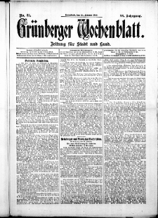 Grünberger Wochenblatt: Zeitung für Stadt und Land, No. 23. ( 24. Februar 1912 )