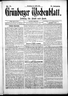 Grünberger Wochenblatt: Zeitung für Stadt und Land, No. 28. ( 7. März 1912 )