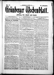 Grünberger Wochenblatt: Zeitung für Stadt und Land, No. 29. ( 9. März 1912 )