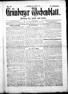 Grünberger Wochenblatt: Zeitung für Stadt und Land, No. 31. ( 14. März 1912 )