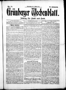Grünberger Wochenblatt: Zeitung für Stadt und Land, No. 34. ( 21. März 1912 )