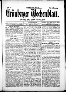 Grünberger Wochenblatt: Zeitung für Stadt und Land, No. 37. ( 28. März 1912 )