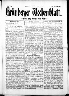 Grünberger Wochenblatt: Zeitung für Stadt und Land, No. 38. ( 30. März 1912 )