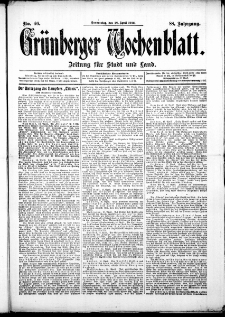 Grünberger Wochenblatt: Zeitung für Stadt und Land, No. 46. ( 18. April 1912 )