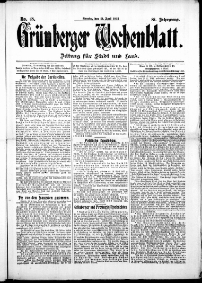 Grünberger Wochenblatt: Zeitung für Stadt und Land, No. 48. ( 23. April 1912 )
