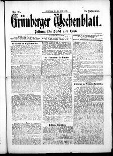 Grünberger Wochenblatt: Zeitung für Stadt und Land, No. 49. ( 25. April 1912 )