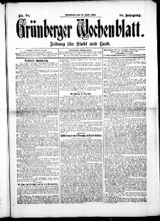 Grünberger Wochenblatt: Zeitung für Stadt und Land, No. 50. ( 27. April 1912 )
