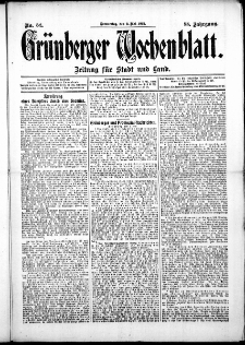 Grünberger Wochenblatt: Zeitung für Stadt und Land, No. 52. ( 2. Mai 1912 )