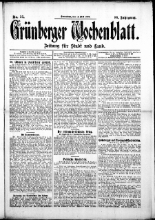 Grünberger Wochenblatt: Zeitung für Stadt und Land, No. 56. ( 11. Mai 1912 )