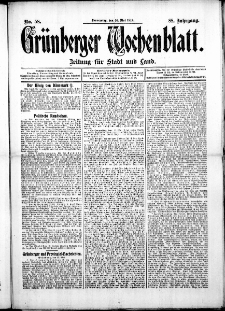 Grünberger Wochenblatt: Zeitung für Stadt und Land, No. 58. ( 16. Mai 1912 )