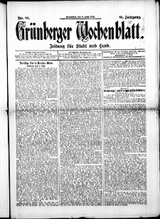 Grünberger Wochenblatt: Zeitung für Stadt und Land, No. 68. ( 8. Juni 1912 )