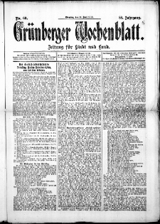 Grünberger Wochenblatt: Zeitung für Stadt und Land, No. 69. ( 11. Juni 1912 )