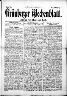 Grünberger Wochenblatt: Zeitung für Stadt und Land, No. 76. ( 27. Juni 1912 )