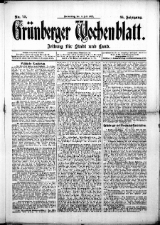 Grünberger Wochenblatt: Zeitung für Stadt und Land, No. 79. ( 4. Julii 1912 )