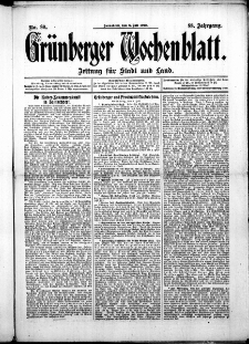 Grünberger Wochenblatt: Zeitung für Stadt und Land, No. 78. ( 6. Julii 1912 )