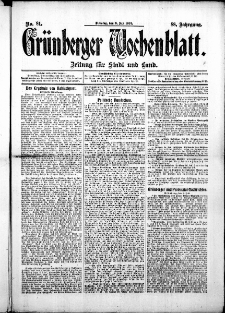 Grünberger Wochenblatt: Zeitung für Stadt und Land, No. 81. ( 2. Julii 1912 )