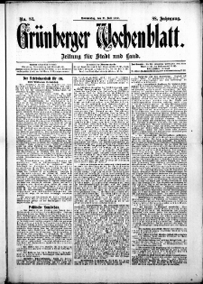 Grünberger Wochenblatt: Zeitung für Stadt und Land, No. 82. ( 11. Julii 1912 )