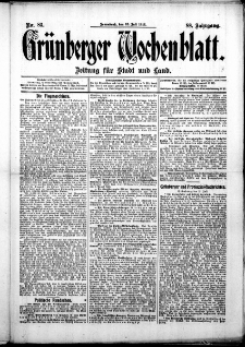 Grünberger Wochenblatt: Zeitung für Stadt und Land, No. 83. ( 13. Julii 1912 )