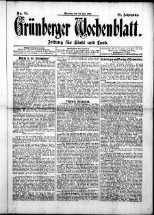 Grünberger Wochenblatt: Zeitung für Stadt und Land, No. 87. ( 23. Julii 1912 )