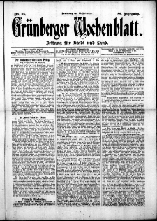 Grünberger Wochenblatt: Zeitung für Stadt und Land, No. 88. ( 25. Julii 1912 )