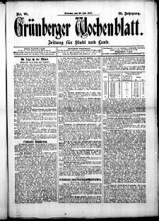 Grünberger Wochenblatt: Zeitung für Stadt und Land, No. 90. ( 30. Julii 1912 )