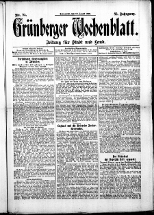 Grünberger Wochenblatt: Zeitung für Stadt und Land, No. 95. ( 10. August 1912 )