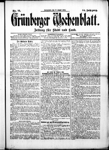Grünberger Wochenblatt: Zeitung für Stadt und Land, No. 98. ( 17. August 1912 )