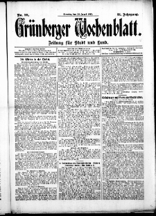 Grünberger Wochenblatt: Zeitung für Stadt und Land, No. 99. ( 20. August 1912 )