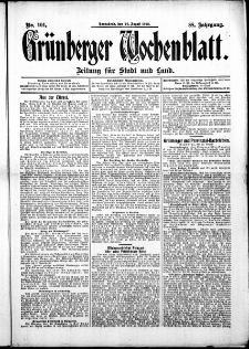 Grünberger Wochenblatt: Zeitung für Stadt und Land, No. 101. ( 24. August 1912 )