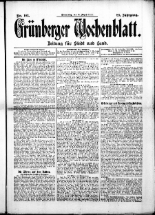 Grünberger Wochenblatt: Zeitung für Stadt und Land, No. 103. ( 29. August 1912 )