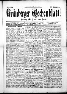 Grünberger Wochenblatt: Zeitung für Stadt und Land, No. 104. ( 31. August 1912 )