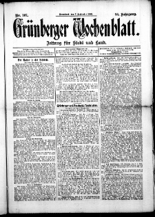Grünberger Wochenblatt: Zeitung für Stadt und Land, No. 107. ( 7. September 1912 )