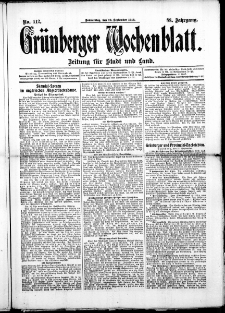 Grünberger Wochenblatt: Zeitung für Stadt und Land, No. 112. ( 19. September 1912 )