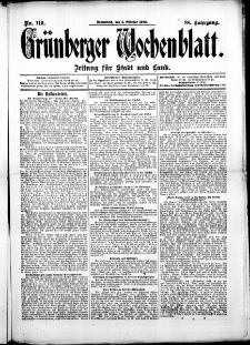 Grünberger Wochenblatt: Zeitung für Stadt und Land, No. 119. ( 5. Oktober 1912 )