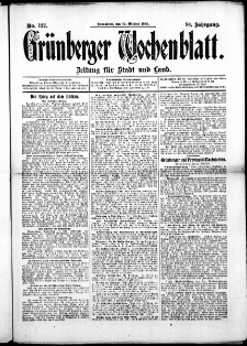 Grünberger Wochenblatt: Zeitung für Stadt und Land, No. 122. ( 12. Oktober 1912 )