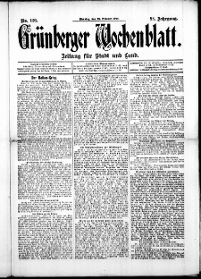Grünberger Wochenblatt: Zeitung für Stadt und Land, No. 126. ( 22. Oktober 1912 )