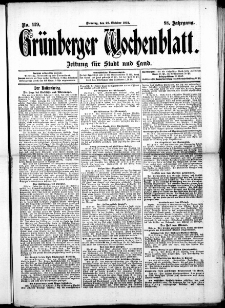 Grünberger Wochenblatt: Zeitung für Stadt und Land, No. 129. ( 29. Oktober 1912 )