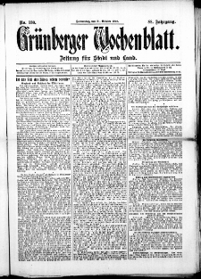 Grünberger Wochenblatt: Zeitung für Stadt und Land, No. 130. ( 31. Oktober 1912 )