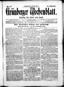 Grünberger Wochenblatt: Zeitung für Stadt und Land, No. 131. ( 2. November 1912 )