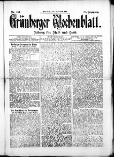 Grünberger Wochenblatt: Zeitung für Stadt und Land, No. 133. ( 7. November 1912 )