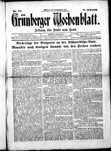 Grünberger Wochenblatt: Zeitung für Stadt und Land, No. 139. ( 20. November 1912 )