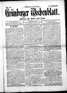 Grünberger Wochenblatt: Zeitung für Stadt und Land, No. 141. ( 26. November 1912 )