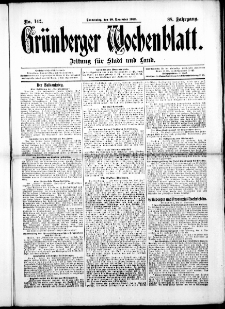 Grünberger Wochenblatt: Zeitung für Stadt und Land, No. 142. ( 28. November 1912 )