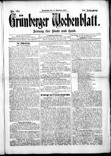 Grünberger Wochenblatt: Zeitung für Stadt und Land, No. 143. ( 30. November 1912 )